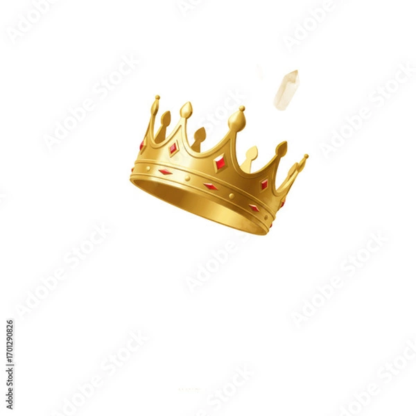 Fototapeta Elegant Golden Crown Adorned with Red Jewels, Set Against a Soft Yellow Background