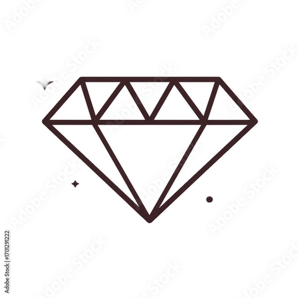 Fototapeta Subtle Flat Design of a Minimalist Red Diamond Outline on a Dark Maroon Background
