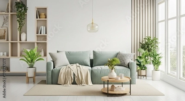 Fototapeta "Japandi Interior Design – Minimalist Living Room with Scandinavian and Japanese Style"