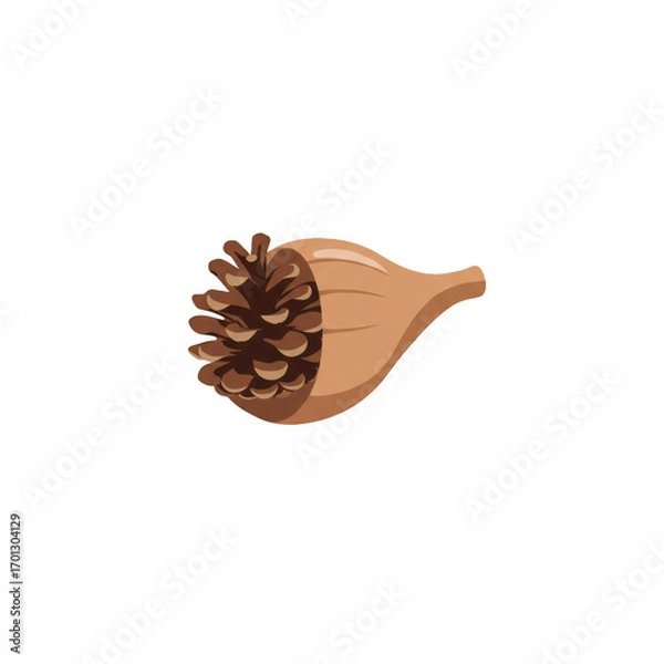 Fototapeta Abstract Illustration of a Pine Cone Emerging from a Soft Curved Brown Background
