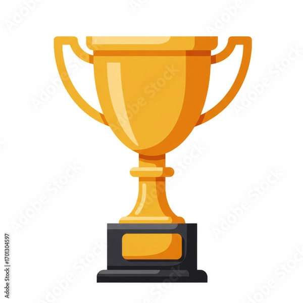 Fototapeta Flat Design Golden Trophy with Subtle Lighting on an Orange Background