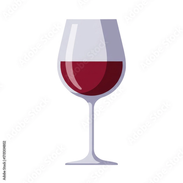 Fototapeta Elegant Flat Design of Red Wine Glass with Subtle Embossed Effect on Gradient Background