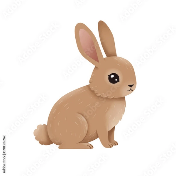 Fototapeta Cute Brown Rabbit Illustration in a Flat Design Style, Embedded into a Soft Brown Background