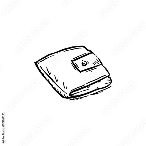 Fototapeta Wallet money hand drawn vector sketch icon illustration