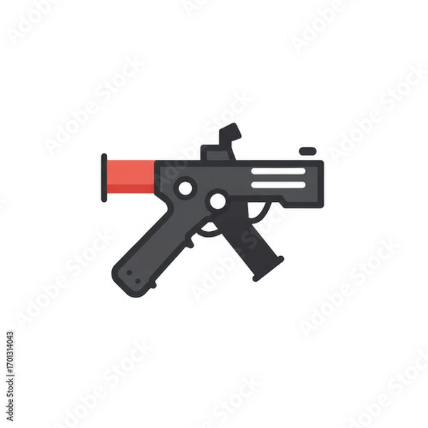 Fototapeta Stylized Flat Design 3d Render of a Futuristic Weapon with Red Glowing Light