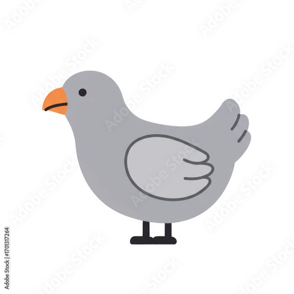 Fototapeta Stylized Minimalist Bird Illustration with Glowing Orange Beak and Subtle Shadows