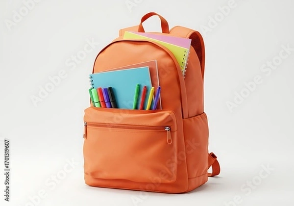 Obraz Orange Backpack with School Supplies