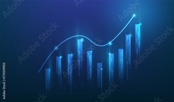 Obraz business financial investment stock chart trading growth background. vector illustration technology background
