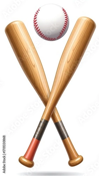 Obraz Two crossed baseball bats with a ball centered above
