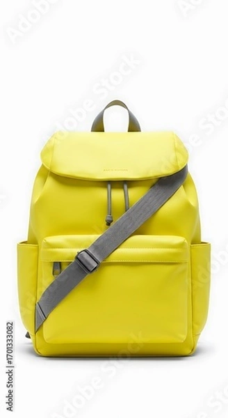 Obraz Yellow Drawstring Backpack with Gray Strap