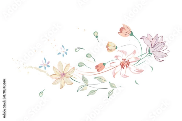 Obraz Delicate watercolor floral arrangement with soft pastel colors