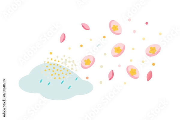 Obraz A cloud releasing seeds and petals in a playful abstract illustration