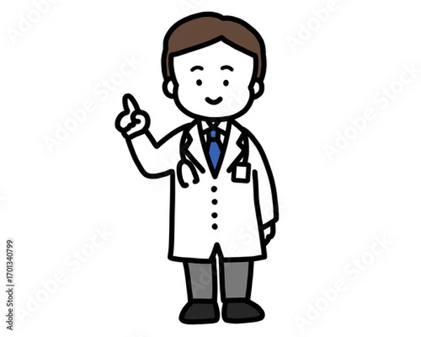 Fototapeta お医者さん全身イラスト　聴診器あり