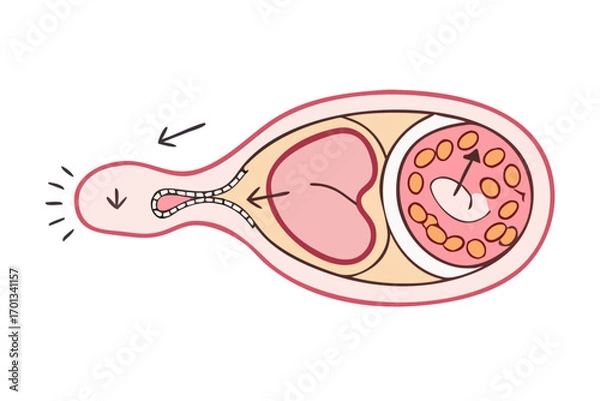 Obraz Illustration of sperm entering the fallopian tube to fertilize egg