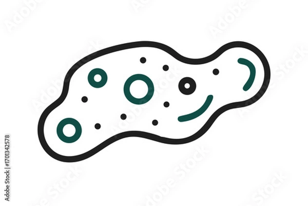 Obraz Outline of a singlecelled organism with dots and circles