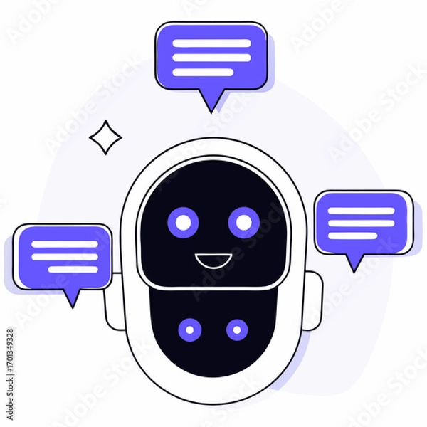 Obraz Modern ai chatbot interface with speech bubble and gear icon