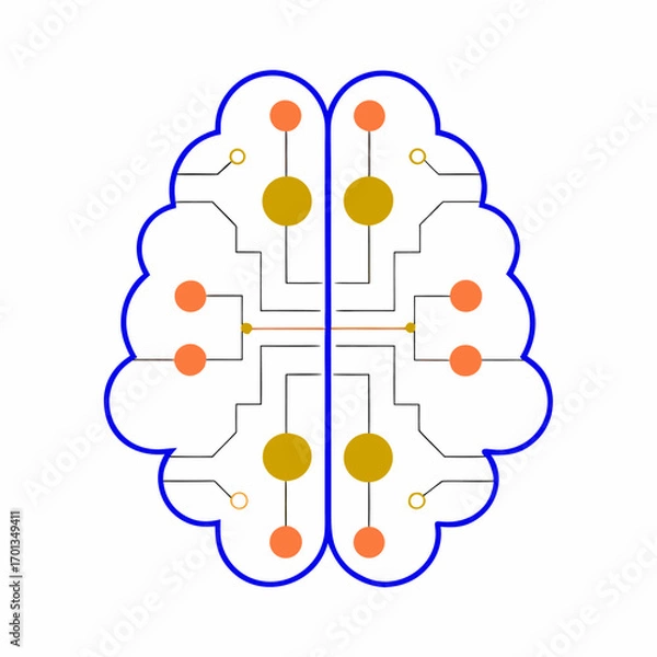 Obraz Abstract artificial intelligence neuron brain icon for technology and science concepts