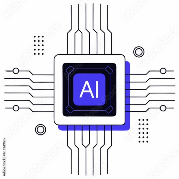 Obraz Modern artificial intelligence chip circuitry design