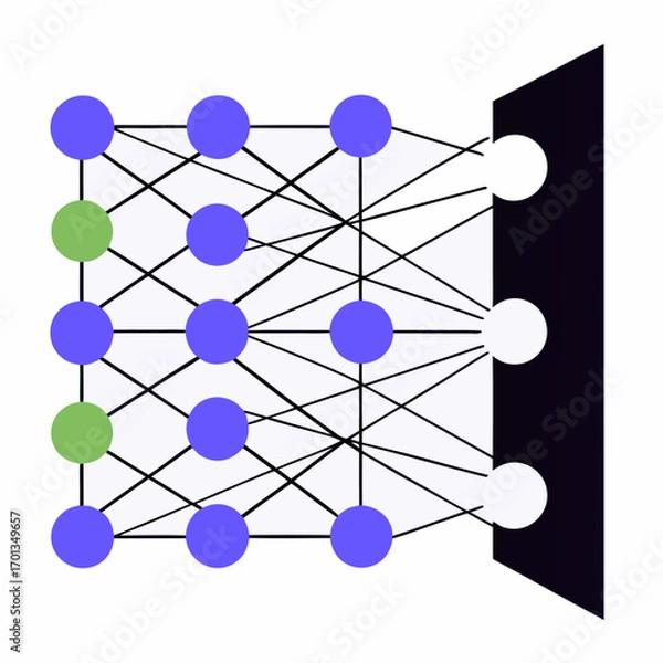 Obraz Abstract neural network connections and data flow