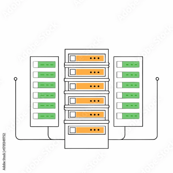 Obraz Modern server rack with network equipment illustration