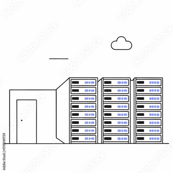 Obraz Modern server rack with network equipment and cables