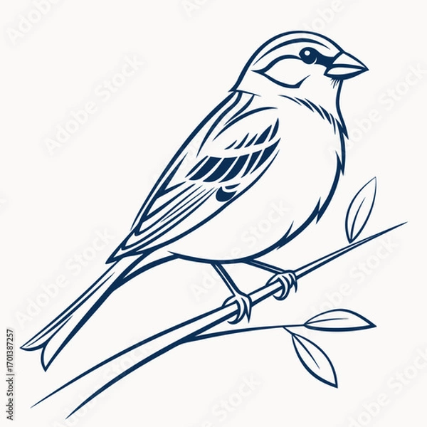 Obraz Elegant Bird Illustration on Branch