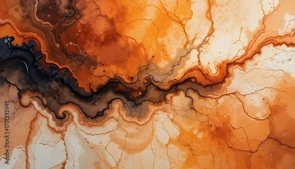 Fototapeta Beautiful Abstract Background – Vibrant Orange Design Created from Mixed Water and Oil Textures