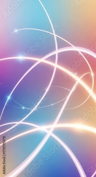 Fototapeta Abstract Light Trails Over A Gradient Background with Glowing Lines and Particles
