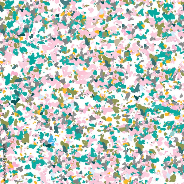 Fototapeta Terrazzo textured surface modern abstract pattern. Vector seamless repeat in motley colors.