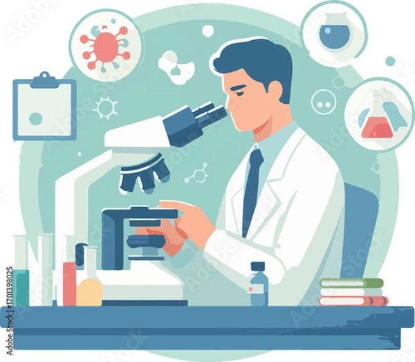 Obraz Healthcare_and_Medical_Science_Concept_–_Scientist_Examining_Biological_Sample