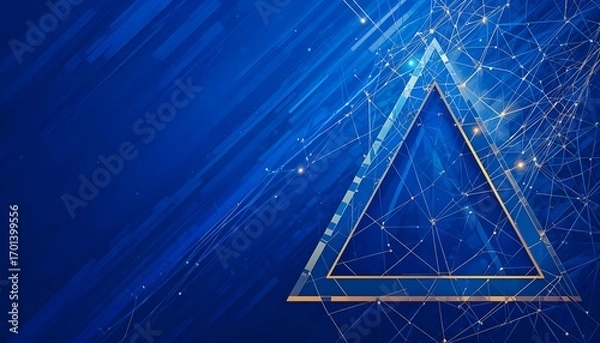 Fototapeta Modern Blue Background with Abstract Line Triangles for Stylish Banner, Flyer, and Presentation Design