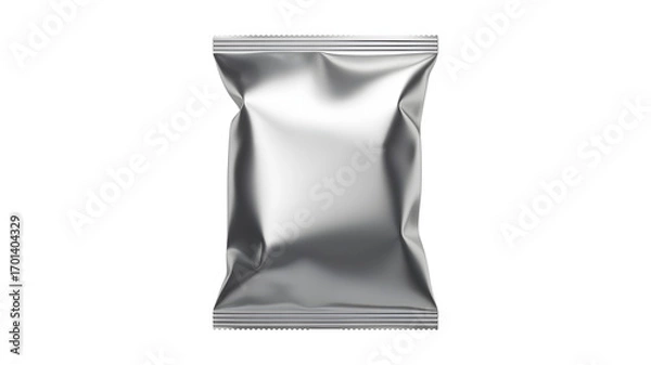 Obraz Sleek silver foil pouch for food or cosmetic product packaging mock-up, ready for branding