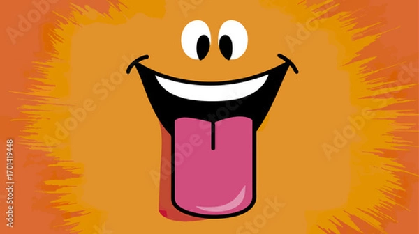 Fototapeta Cartoon face with tongue out