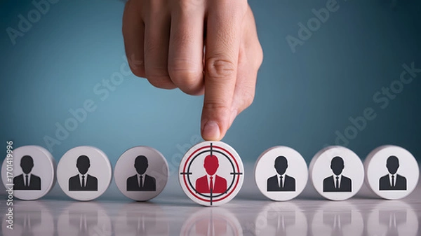 Obraz Talent acquisition strategy for hiring top candidates with recruitment process and target selection