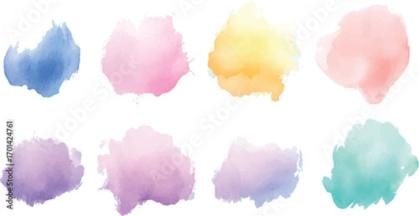 Fototapeta Set of watercolor circles brash multicolored. watercolor on white background. This is watercolor splash. It is drawn by hand transparent background.	
