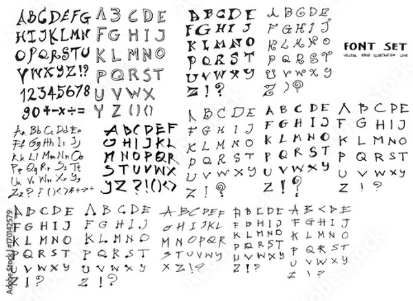Fototapeta Font Doodle Sketch line vector set eps10