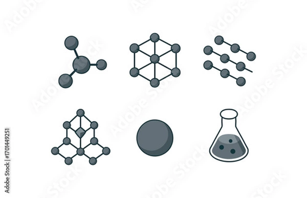 Fototapeta isometric icon items isolated on white background carbon atom crystal grid graphite line diamond bond circle core chemistry icon