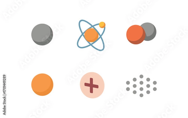 Fototapeta isometric icon items isolated on white background subatomic neutron orbit proton neighbor sphere icon charge free particle grid