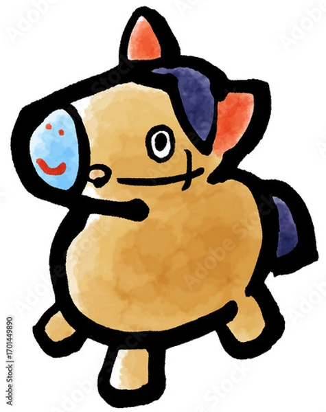 Obraz 筆絵　馬の玩具