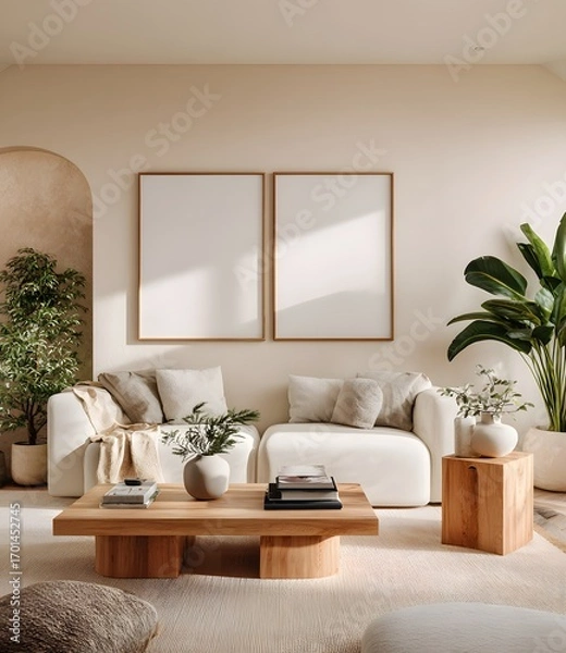 Obraz Serene Sanctuary A Modern Boho Living Room Design