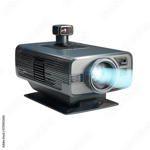 Fototapeta Gray projector with light beam