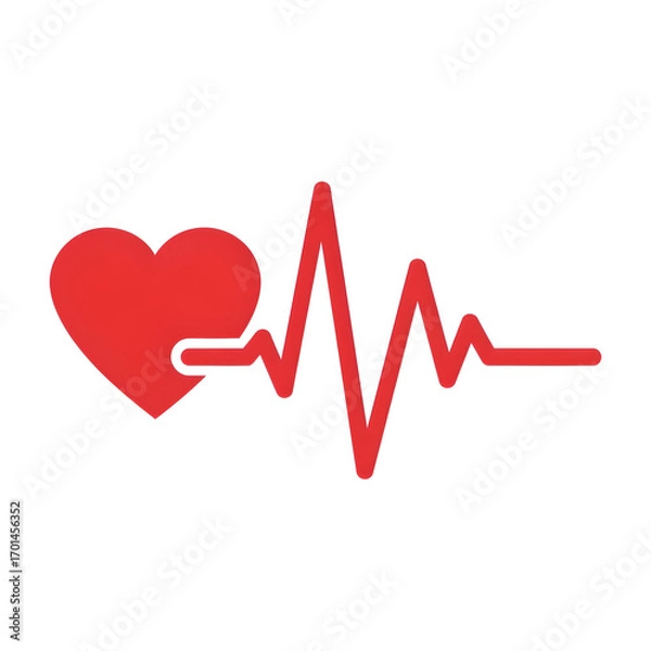 Obraz Red Heart with ECG Pulse Line Icon – Healthcare and Cardiology Symbol