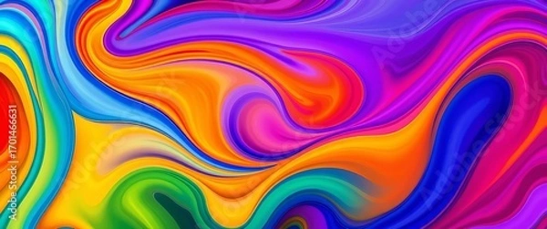 Fototapeta Vibrant, swirling abstract shapes in bold colors,  explosion,  happy