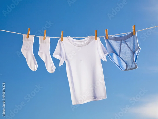 Fototapeta clothes drying on a clothesline