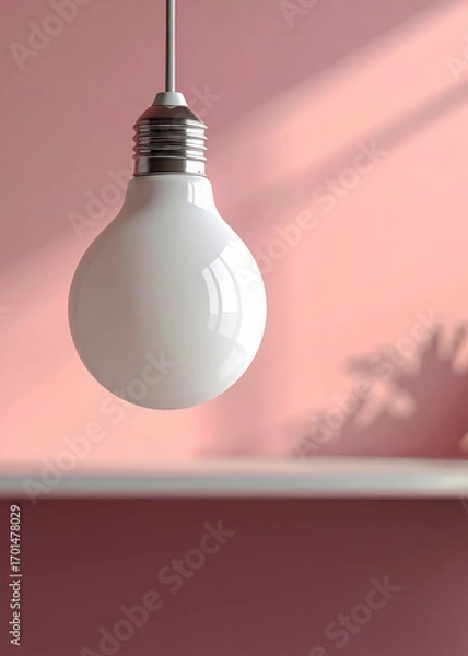 Obraz Clean white LED bulbs hang from the ceiling.