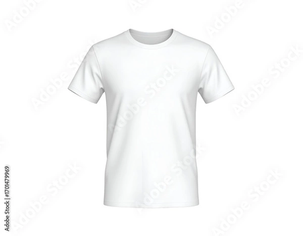 Fototapeta White Blank T-Shirt Isolated on Black Background - Plain Short Sleeve Crew Neck Tee Mockup for Design and Branding