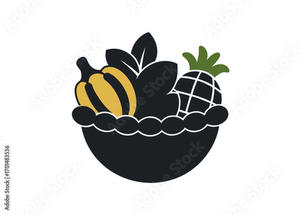 Fototapeta Basket of Fruits with Pineapple and Mango – Vector Illustration