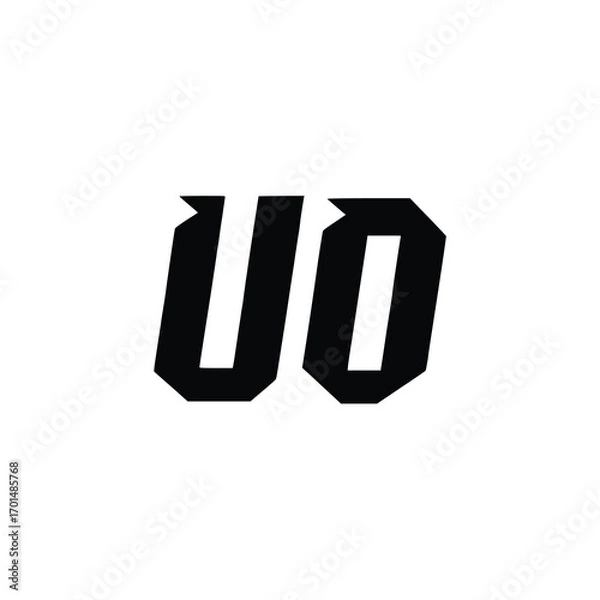 Fototapeta UO monogram logo design letter text name symbol monochrome logotype alphabet character simple logo