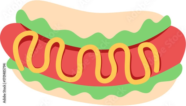Obraz Hot Dog Simple Illustration
