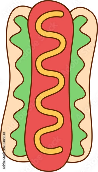 Obraz Hot Dog Simple Illustration